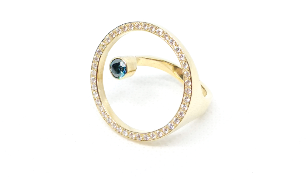 kék gyémánt különleges modern arany gyűrű